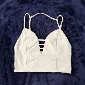 White Strappy V-Neck Crop Top - Women